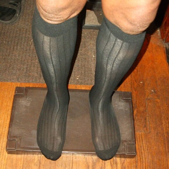 Mens Sheer Nylon OTC Thick N Thin Socks, TNT's Cap Toe and Heel, Black SZ 10-13 - Picture 6 of 16